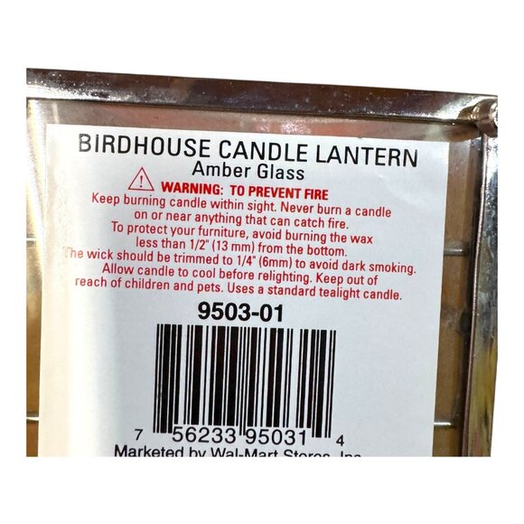 Slag stained glass leaded Lantern Bird House Tea light Candleholder, Red and Amb - Picture 6 of 8